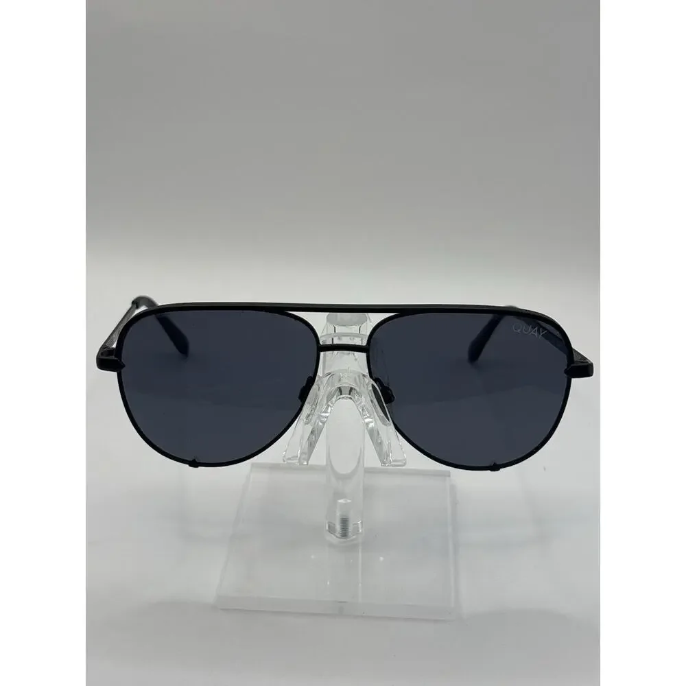 Quay High Key 126 Polarized Sunglasses Black Smoke Oversized Aviator 142
